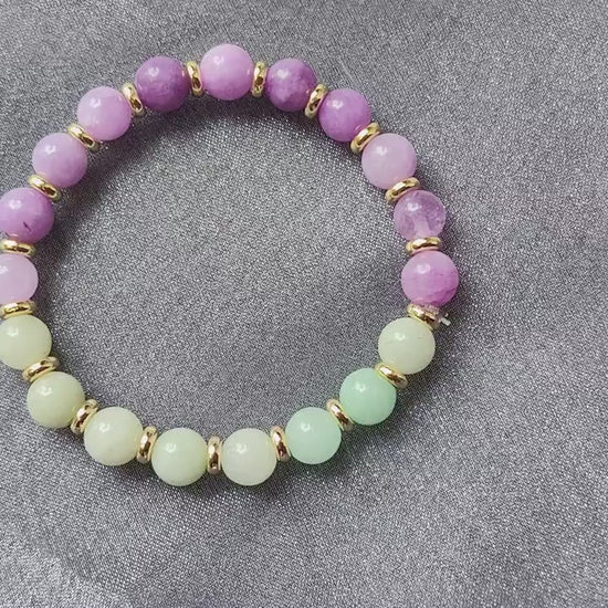 Jadeite Malaysia Natural Stones Bracelet with Golden Colored Parts