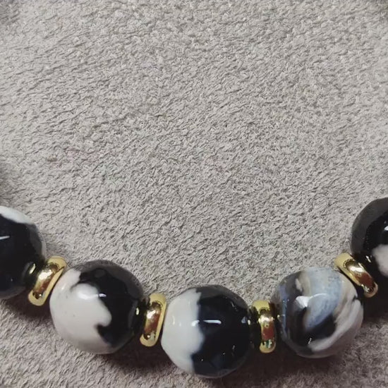 Agate Beads Bracelet with Golden Plated Elements