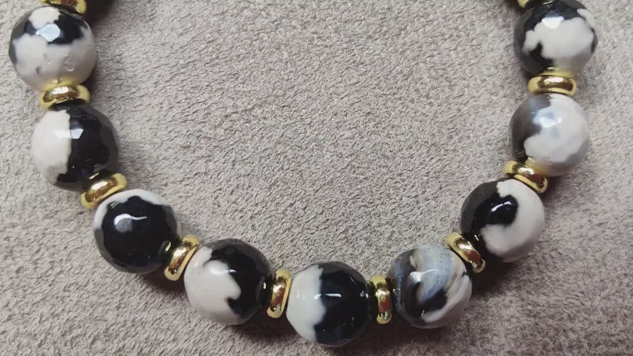 Agate Beads Bracelet with Golden Plated Elements